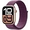 Apple Watch Series 10, 42 мм, корпус из алюминия цвета «розовое золото», спортивный ремешок петля цвета «сливовый» S/M (MWXC3)