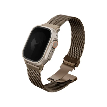 Ремешок UNIQ Dante Pro совместимый с Apple Watch (44/45/46/49 mm) миланская петля натуральный титан