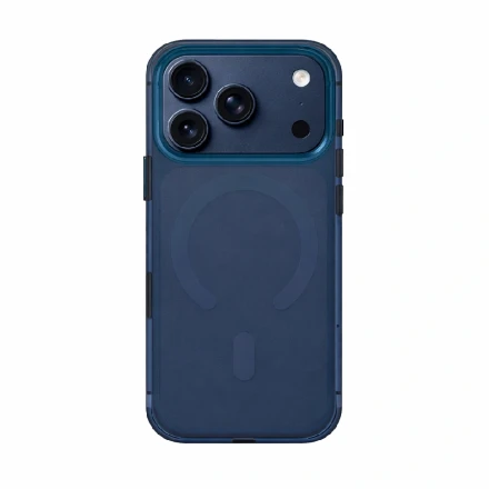 Пластиковая накладка Kzdoo IceGuard с MagSafe совместимая с iPhone 17 Pro прозрачно-синяя
