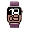 Apple Watch Series 10, 46 мм, корпус из алюминия цвета «розовое золото», спортивный ремешок петля цвета «сливовый» S/L (MWWV3)