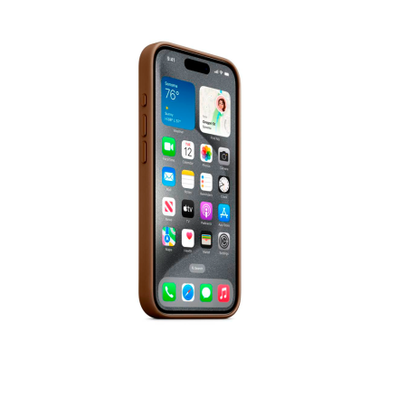 Накладка FineWoven с MagSafe совместимая с iPhone 15 Pro Серо-коричневый