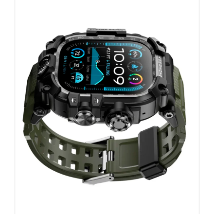Противоударный кейс с ремешком Keephone Bassion совместимый с Apple Watch Ultra 49mm черный/зеленый