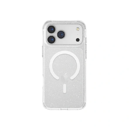 Пластиковая накладка Cabbeen совместимая с iphone 17 Pro прозрачная с блестками