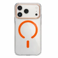 Пластиковая накладка Keephone Aurora с MagSafe (оранжевый) совместимая с iPhone 17 Pro прозрачный