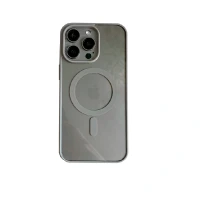 Пластиковая накладка Monarch с MagSafe совместимая с  iPhone 16 Pro прозрачная серый кант