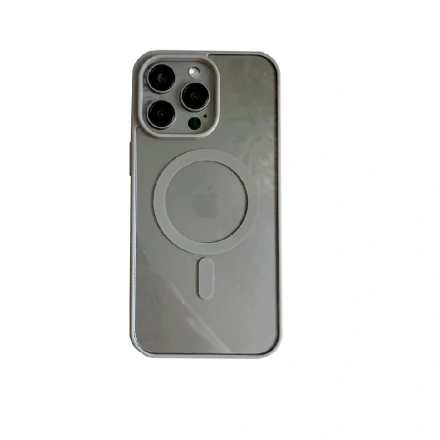 Пластиковая накладка Monarch с MagSafe совместимая с  iPhone 16 Pro прозрачная серый кант