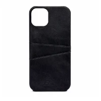 Кожанная накладка Juteni с картхолдером совместимая с iPhone 15 черная