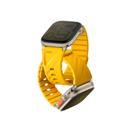 Браслет Uniq Fluo Magnetic+Pin совместимый с AppleWatch (40/41/42/44/45/49 mm) силиконовый желтый