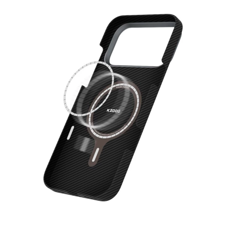 Кевларовая накладка KZDOO Keivlar совместимая с iPhone 17 Pro черная
