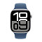 Apple Watch Series 10, 46 мм, корпус из алюминия серебристого цвета, спортивный ремешок цвета «синий деним» M/L (MWWM3)