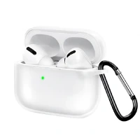 Силиконовый чехол совместимый с AirPods Pro 2 с карабином прозрачный