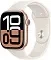 Apple Watch Series 10, 46 мм, корпус из алюминия цвета «розовое золото», спортивный ремешок цвета «сияющая звезда» S/M (MWX23)