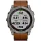 Часы Garmin Fenix 7X Sapphire Solar титановый черный с коричневым кожаным ремешком