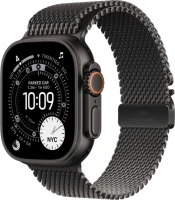 Apple Watch Ultra 3 (2025) GPS + Cellular, 49 мм, корпус из черного титана, ремешок Titanium Milanese Loop (L) цвета black (черный) MF1T4