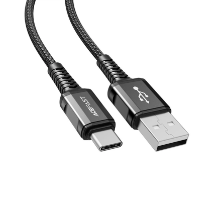 Кабель AceFast USB/Type-C (C1-04) нейлон 3A 1.2м черный