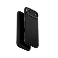 Пластиковая накладка Kwi-Ni с MagSafe совместимая с iPhone 17 Air под карбон черно-серая мелкое плетение