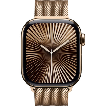 Apple Watch Series 10, 42 мм, корпус из титана цвета «титановый золотой», спортивный ремешок цвета «миланская петля» золотой (MX083)