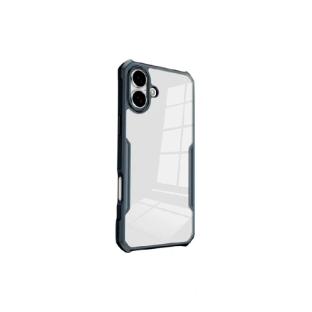 Противоударная накладка Xundd совместимая с iPhone 16 прозрачная с черными бортами