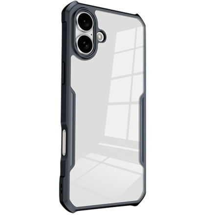 Противоударная накладка Xundd совместимая с iPhone 16 прозрачная с черными бортами