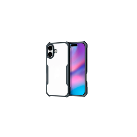 Противоударная накладка Xundd совместимая с iPhone 16 прозрачная с черными бортами