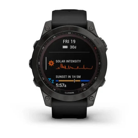 Умные часы  Часы Garmin Fenix 7 Sapphire Solar (010-02540-35) титановый черный DLC с силиконовым ремешком