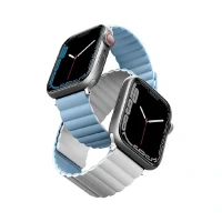 Ремешок UNIQ Revix Premium Edition совместимый с Apple Watch (38/40/41 mm) голубой (кожа)/светло-голубой (силикон)