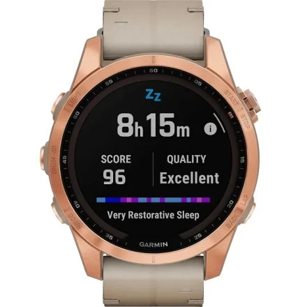 Умные часы  Часы Garmin Fenix 7S Sapphire Solar титан розовый с кожаным ремешком