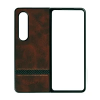 Пластиковая накладка PULOKA Handmade для Samsung Galaxy Z Fold5 под кожу коричневая