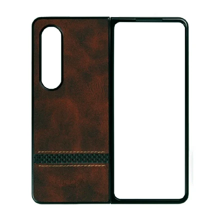 Пластиковая накладка PULOKA Handmade для Samsung Galaxy Z Fold5 под кожу коричневая
