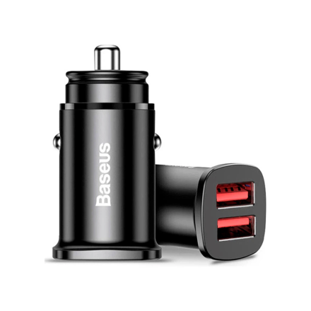 Автомобильное зарядное устройство Baseus 2USB 30W металл черный