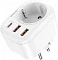 Многофункциональная сетевая розетка HOCO NS3 4000W PD20W, QC3.0, 2USB +Type-C белая