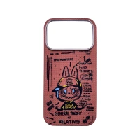Кевларовая накладка Tactile Woven  Case совместимая с iPhone 17 Pro Doodle Desert (коричневая Labubu)