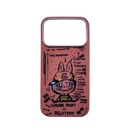 Кевларовая накладка Tactile Woven  Case совместимая с iPhone 17 Pro Doodle Desert (коричневая Labubu)