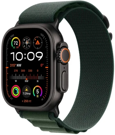 Apple Watch Ultra 2 (2024) GPS + Cellular, 49 мм, корпус из титана, ремешок Alpine (L) цвета Dark Green (темно-зеленый) MX4T3