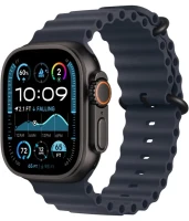 Apple Watch Ultra 2 (2024) GPS + Cellular, 49 мм, корпус из черного титана, ремешок Ocean (M) темно-синего цвета MYPD3