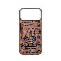 Кевларовая накладка Tactile Woven  Case совместимая с iPhone 17 Pro Max Doodle Yellow (желтая Labubu)