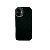 Кевларовая накладка Comma Kevlar Series Magnetic case совместима с iPhone 16 Plus черная