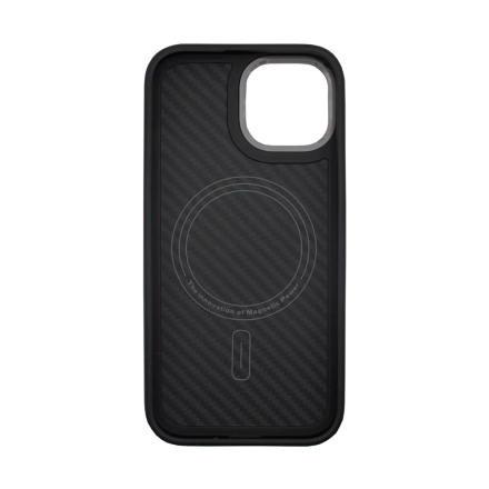 Кевларовая накладка Comma Kevlar Series Magnetic case совместима с iPhone 16 Plus черная