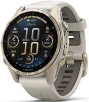 Умные часы  Умные часы Garmin Fenix 8 43 mm Amoled Sapphire, золотистый корпус, дымчато-серый ремешок (010-02903-18)