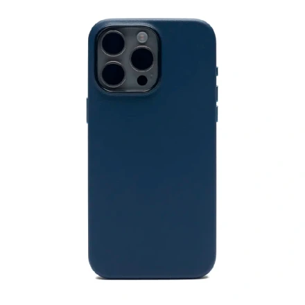 Накладка из эко-кожи Kzdoo Noble Collection с MagSafe совместимая с iPhone 15 Pro темно-синяя