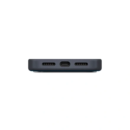 Кожаная накладка Uniq Lyden с Magsafe совместимая с 17 Pro синяя