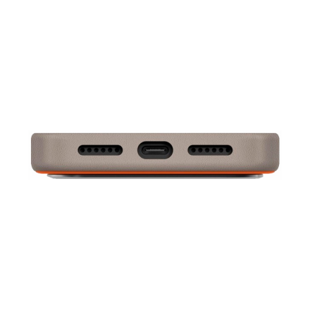 Кожаная накладка Uniq Lyden с Magsafe совместимая с 17 Pro оранжевая