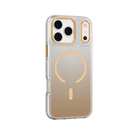 Противоударная накладка Mutural с MagSafe совместимая с iPhone 17 Pro прозрачно-золотая