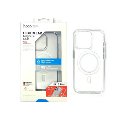 Противоударная накладка Hoco с MagSafe совместимая с iPhone 16 Pro прозрачная