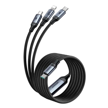Кабель JoyRoom 2Type-C/Lighting/Micro S-A21 30W 1.2м черный