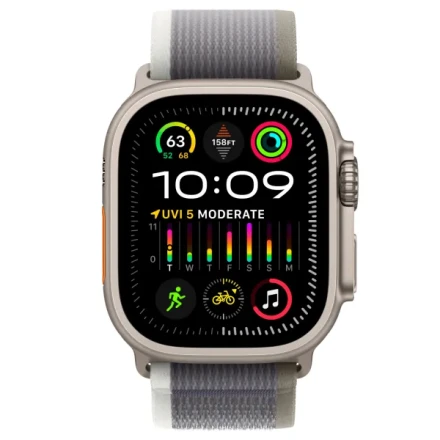 Apple Watch Ultra 2 GPS + Cellular, 49 мм, корпус из титана, ремешок Trail (S/M) цвета green/grey (зеленый/серый)