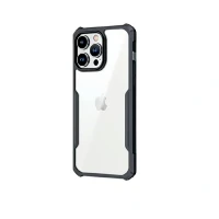 Противоударная накладка Xundd совместимая с iPhone 16 Pro прозрачная с черными бортами