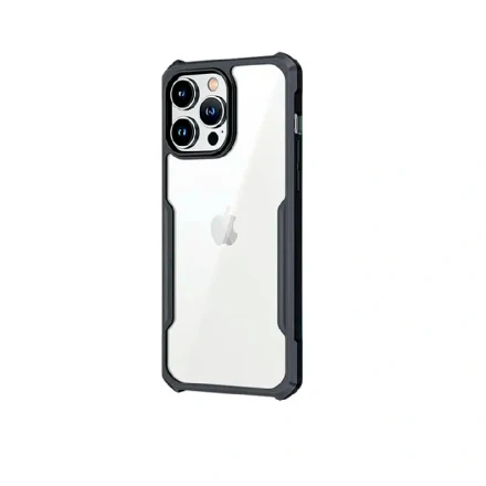Противоударная накладка Xundd совместимая с iPhone 16 Pro прозрачная с черными бортами