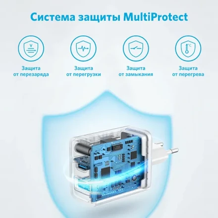 Сетевое зарядное устройство  Сетевое зарядное устройство Anker 20W 312 USB/Type-C быстрая зарядка, белое
