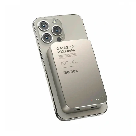 Внешний аккумулятор Momax Q. Mag X2 с MagSafe 20000 mAh 15w пустынный титан CCC